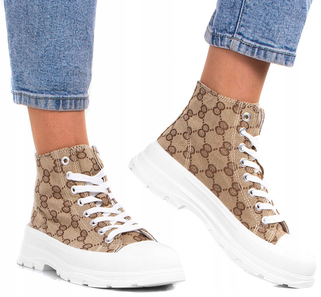 

Beżowe Wysokie Trampki Palladi 36