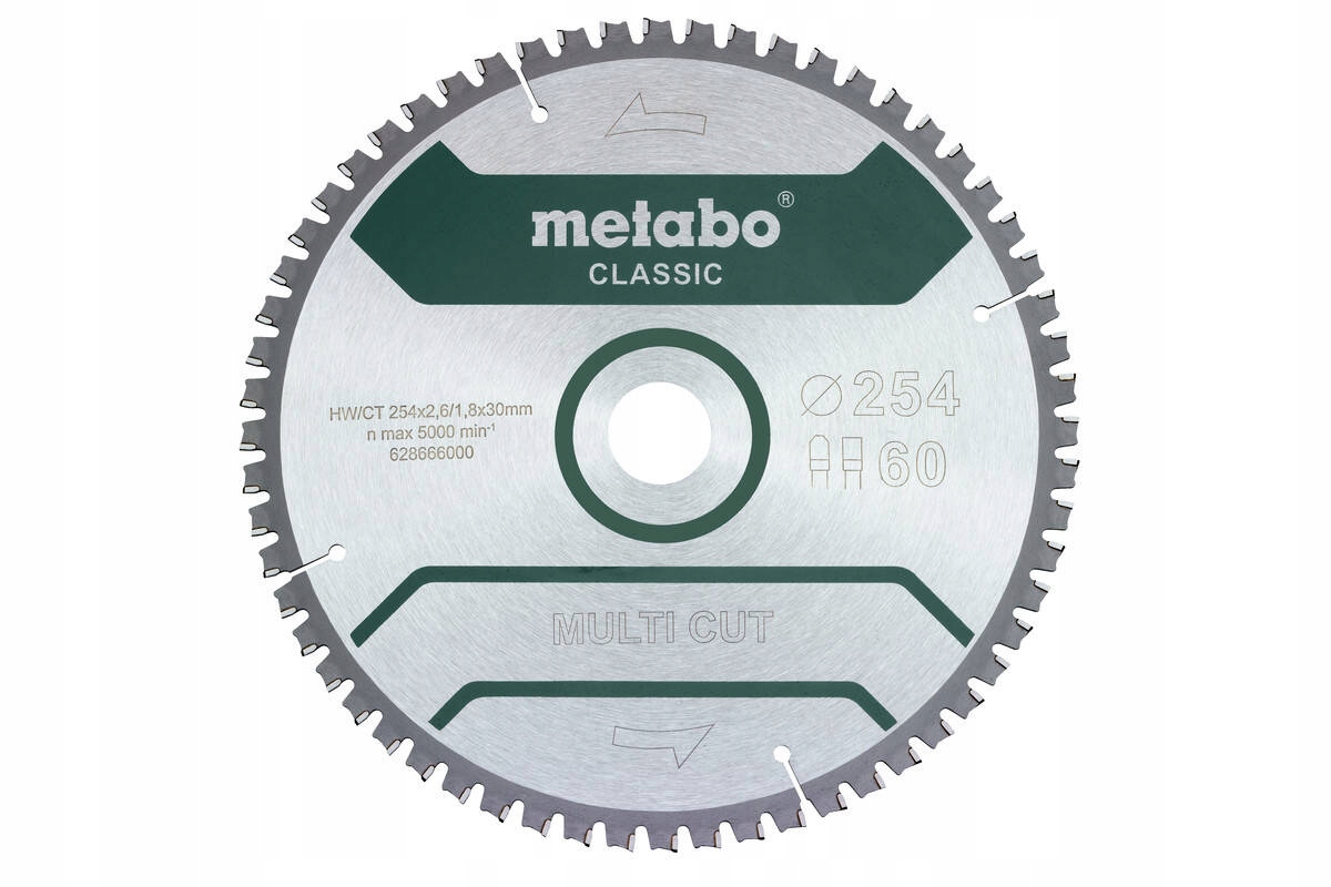 Metabo Piła tarczowa tarcza 254X30 60Z Aluminium ujemny kąt -5° 628285000