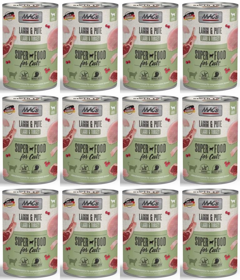 MAC's Kočičí jehněčí a Krůta 12 x 400 g