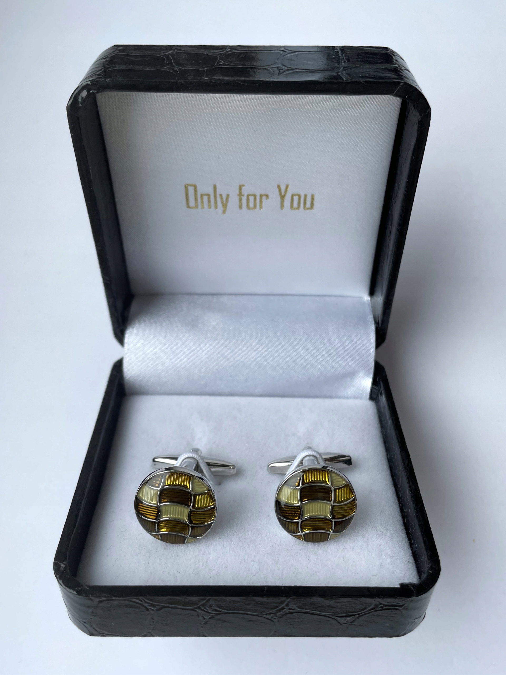 Pánské rhodiované manžetové knoflíčky Exc Den kávy pro gurmána Sr