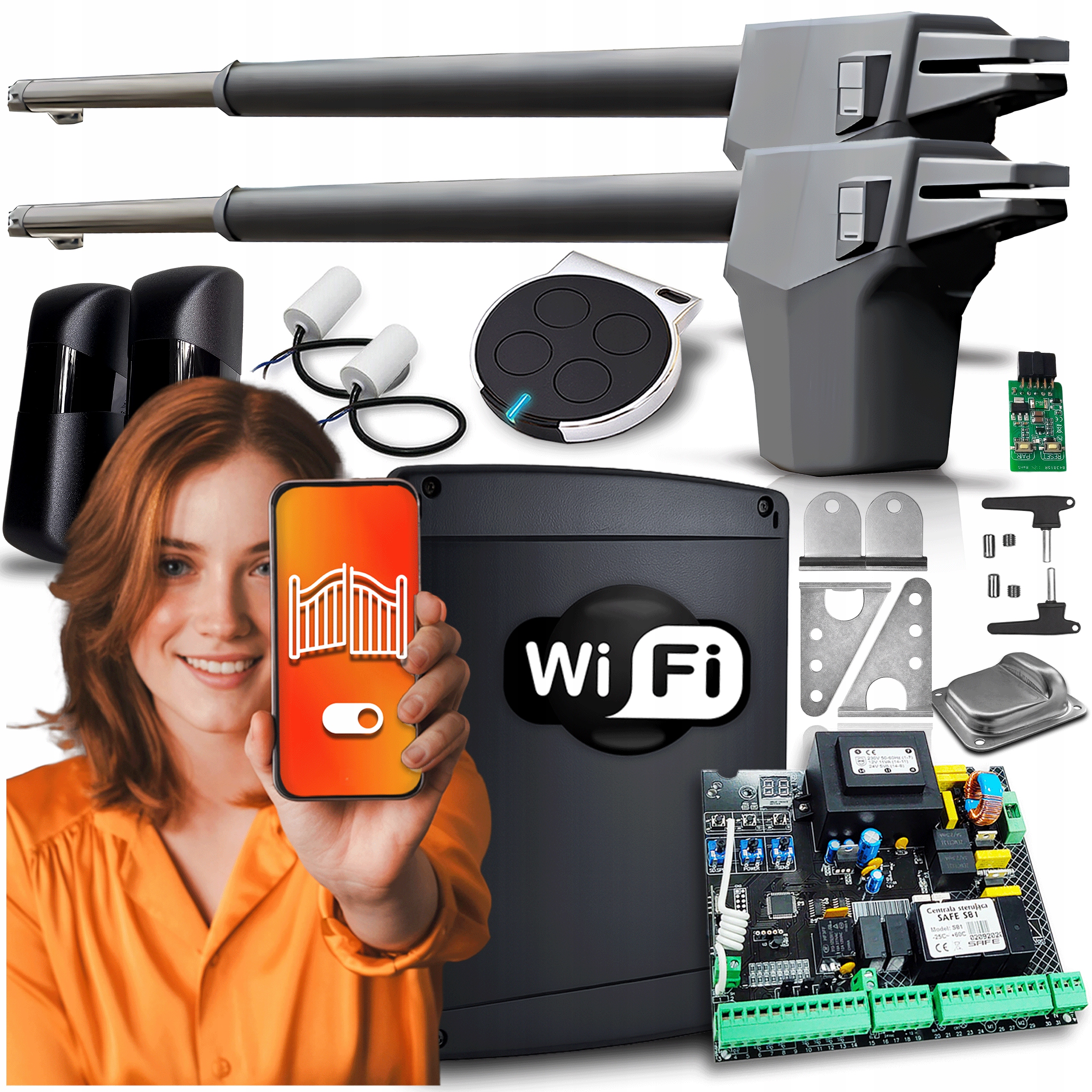 Pohon pro Dvoukřídlou bránu 8,6M 400kg Wifi Tuya Pilot Automat Brány Safe