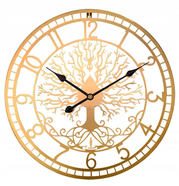Veľké Zlaté Kovové Nástenné Hodiny Strom Života Mpm E04.5457.80 60 cm