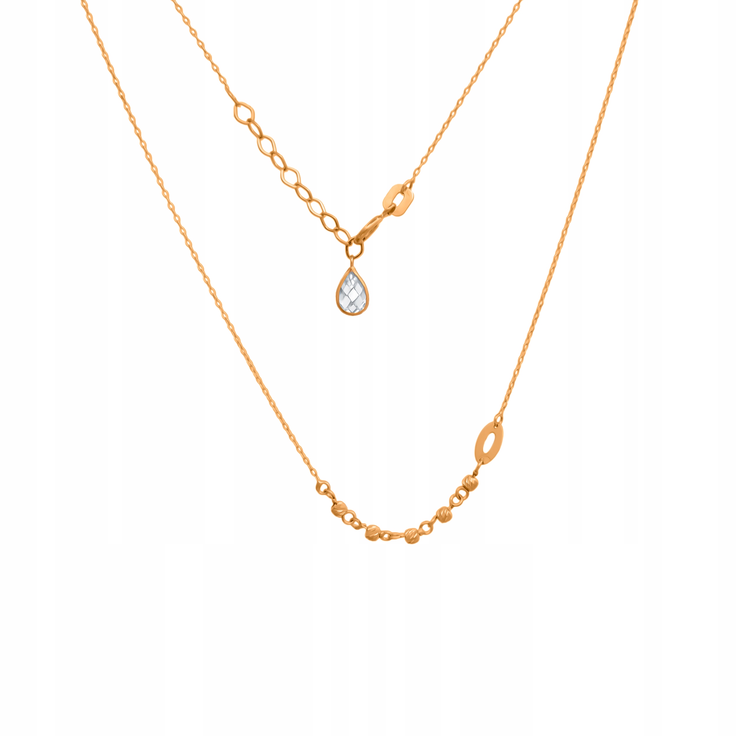 

Złoty Naszyjnik pr585 Kulka Kulki Cyrkonia Grawer