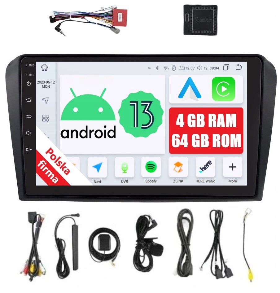 9" Qled Radio 2DIN Nawigacja Android Mazda 3 I 1 4/64 Gb Dsp Carplay Lte