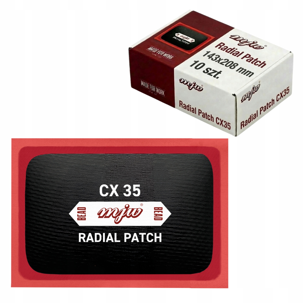 Mjw Náplň na opravu radiálnych pneumatík CX35 143x208 mm 10 ks opravných záplat
