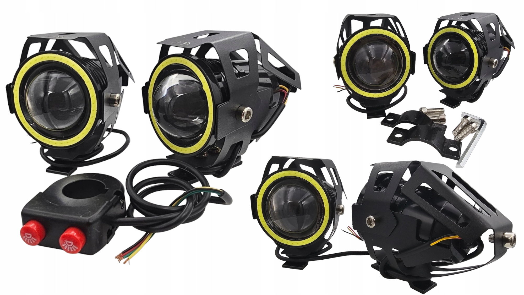 2x Halogeny 4v1 Led Motocyklový Quad Ring Led Lampy Světlomety Stroboskop