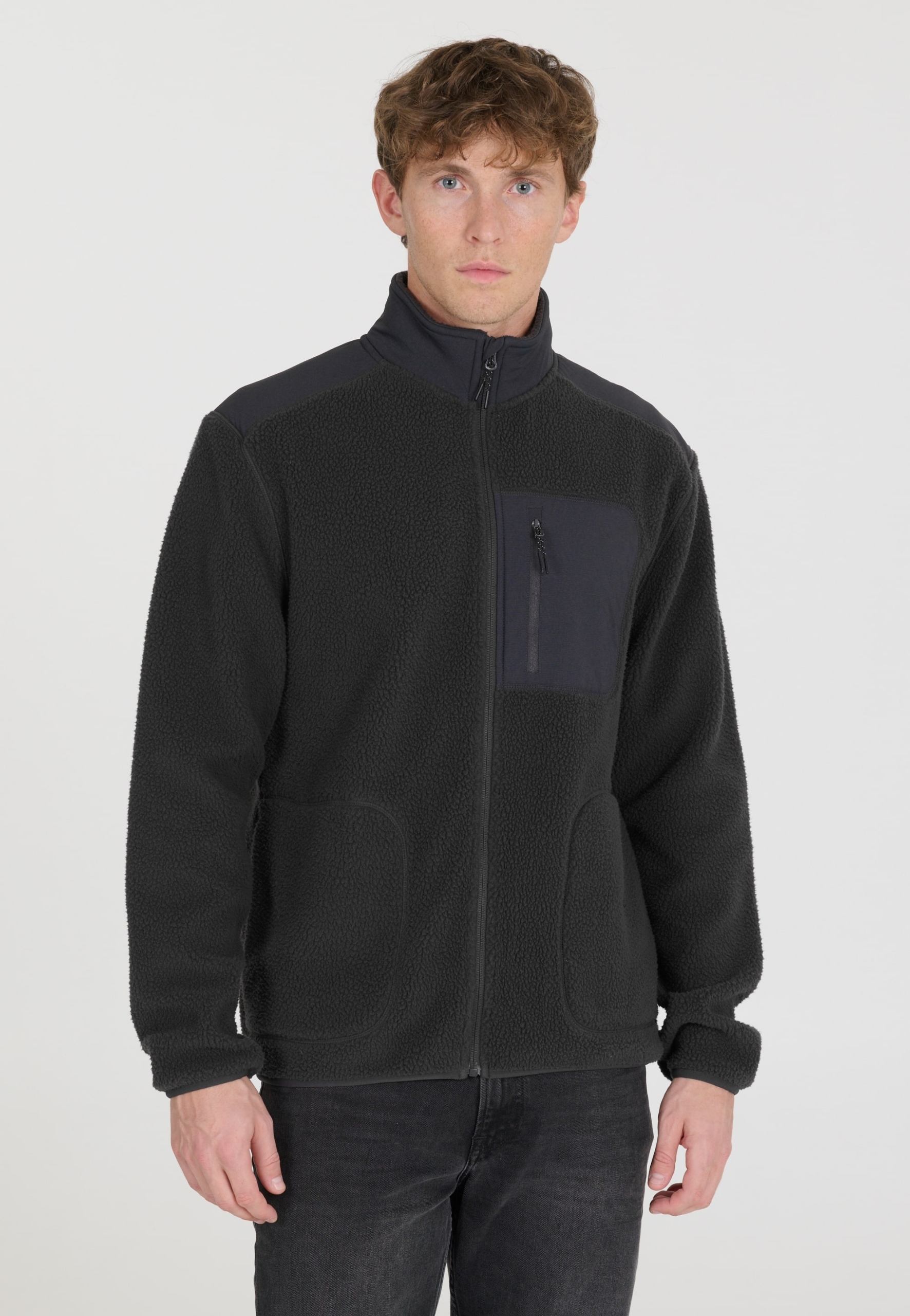 Fleecová Mikina pánský Whistler Felis plyšový teddy fleece, lehký a teplý, černý, velikost XL