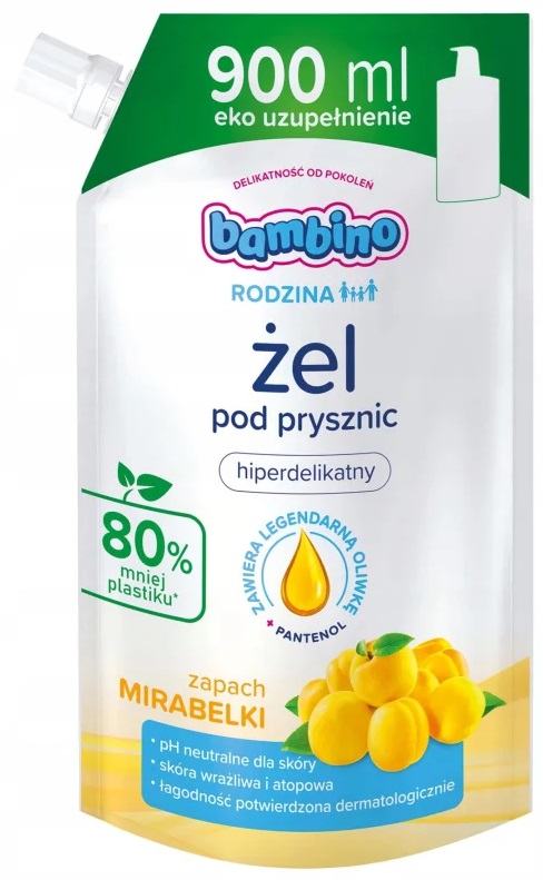 BAMBINO RODZINA ŻEL PO PRYSZNIC ZAPAS ZAPACH MIRABEKA 900ML Wyrób medyczny nie