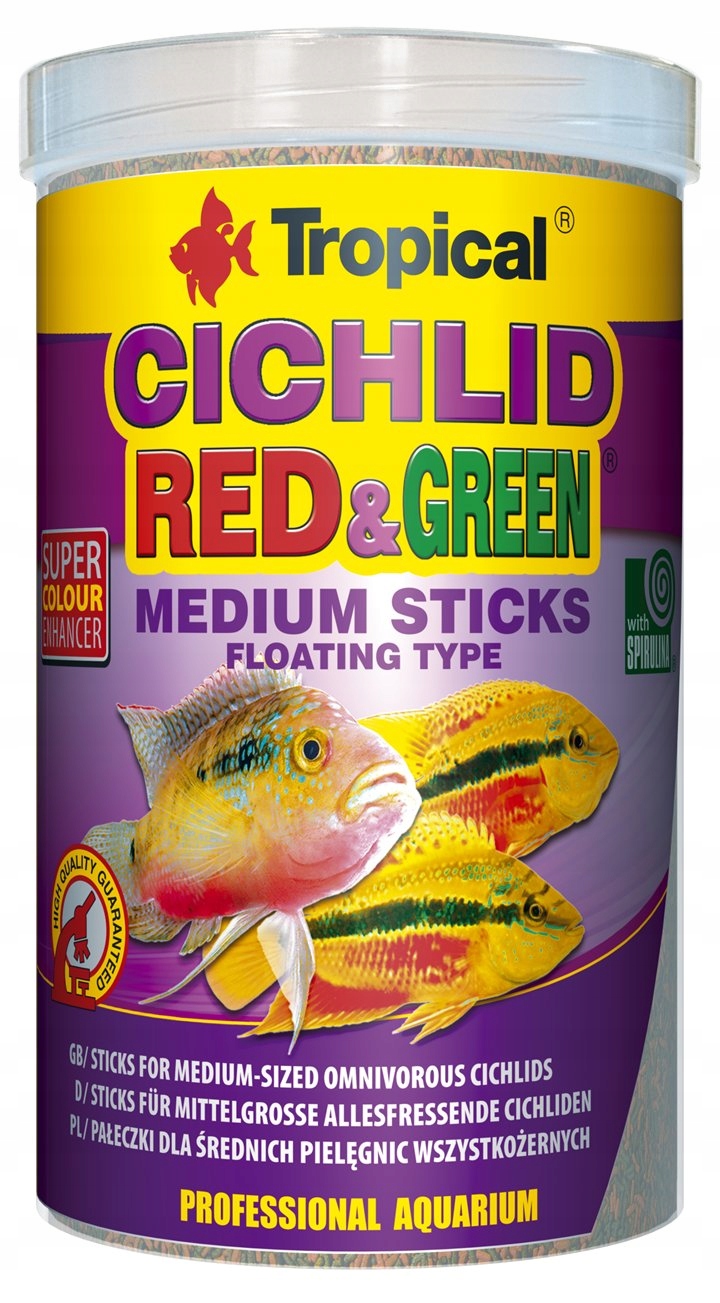 Levně Tropical Cichlid Red Green Medium Sticks Krmivo Pro Cichlidy Tyčinky 360 G