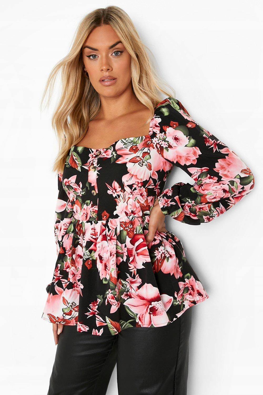 Boohoo smt RĘKAW FALBANA BLUZKA KWIATY GUZIKI DŁUGI NG2 48 Marka Boohoo