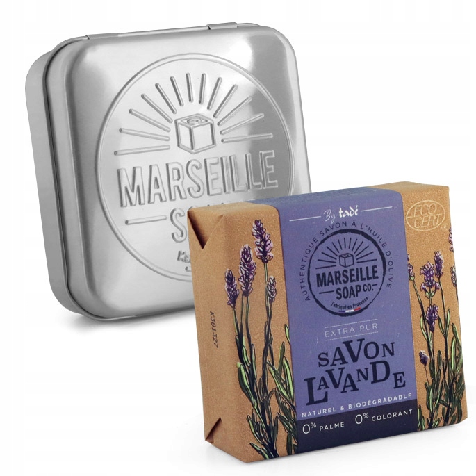 Oryginalne Mydła Marsylskie LAWENDA ECOCERT Mydelniczka - Zestaw Prezentowy Marka Tadé Pays du Levant