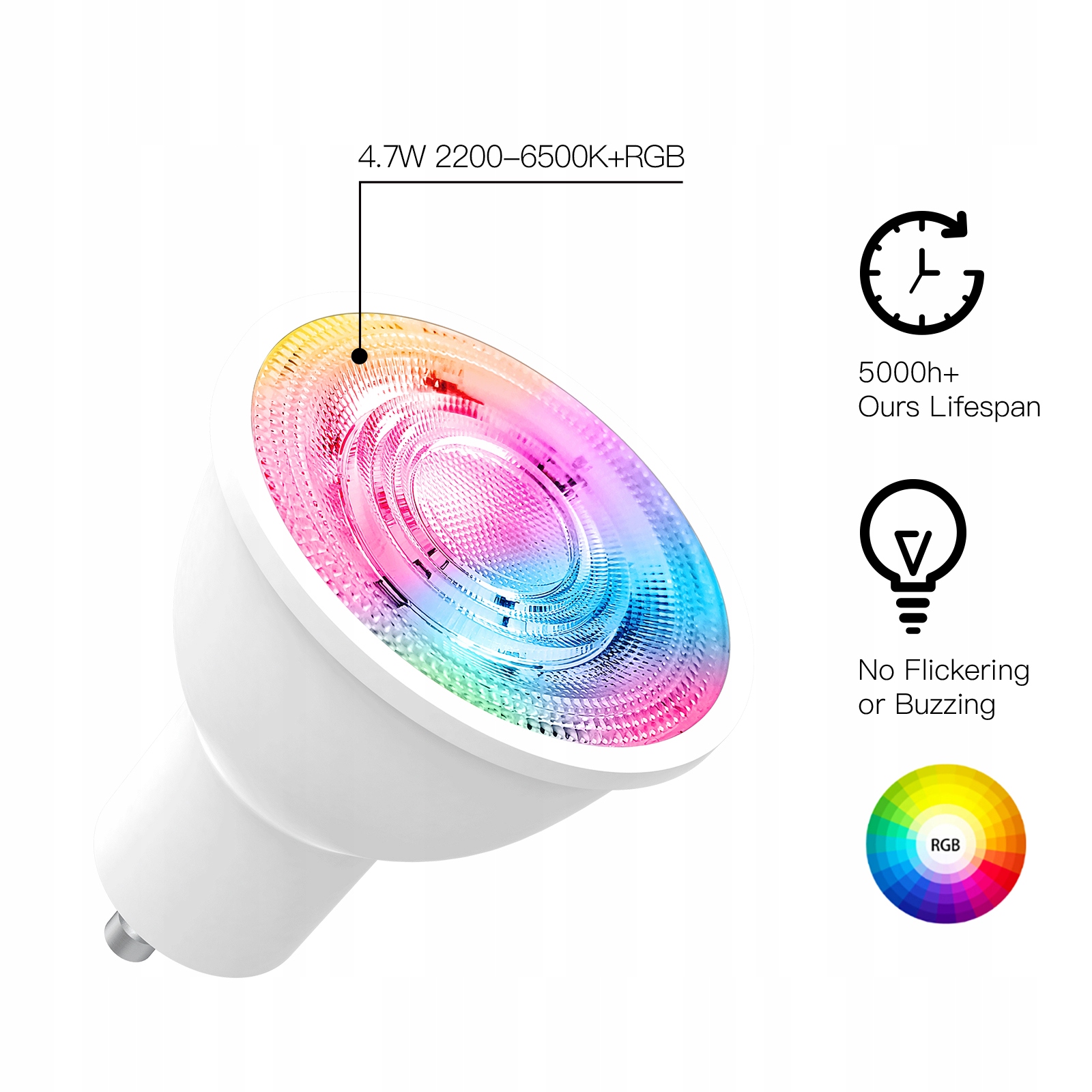 Żarówka LED RGB GU10 ZigBee TUYA SMART LIFE 3SZT Moc 4.8 W