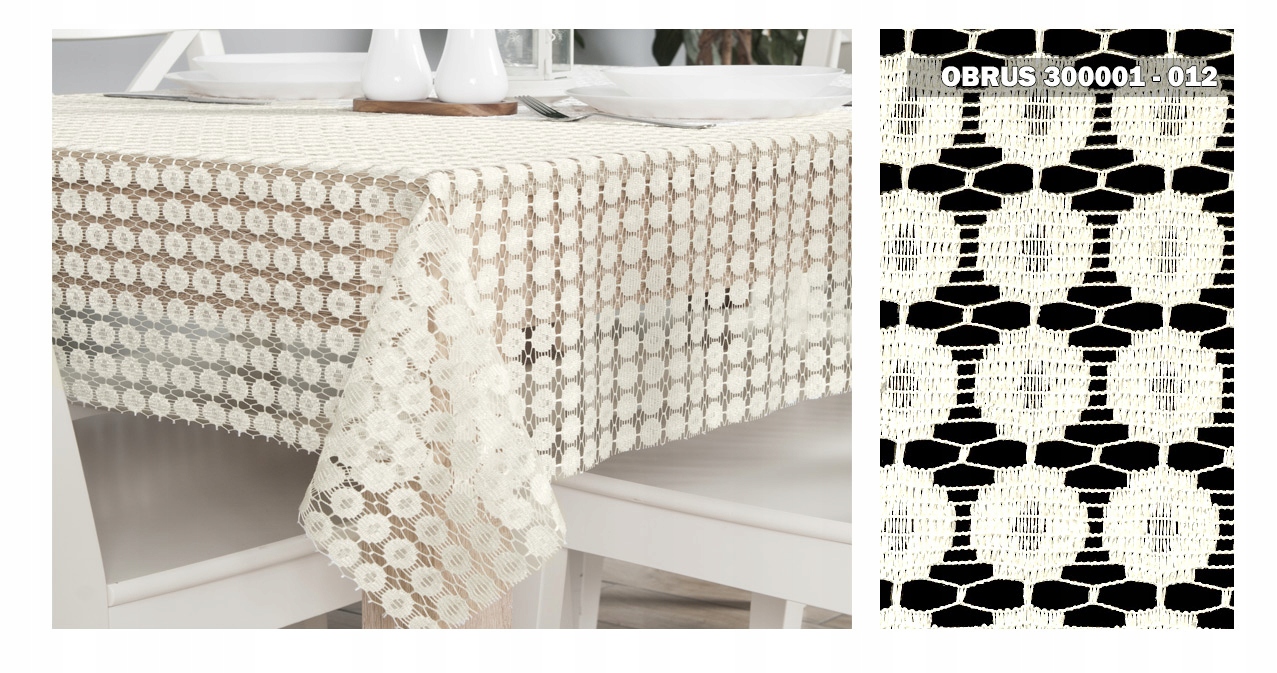 

Obrus Żakardowy Na Metry Tkanina Obrusowa Kremowy