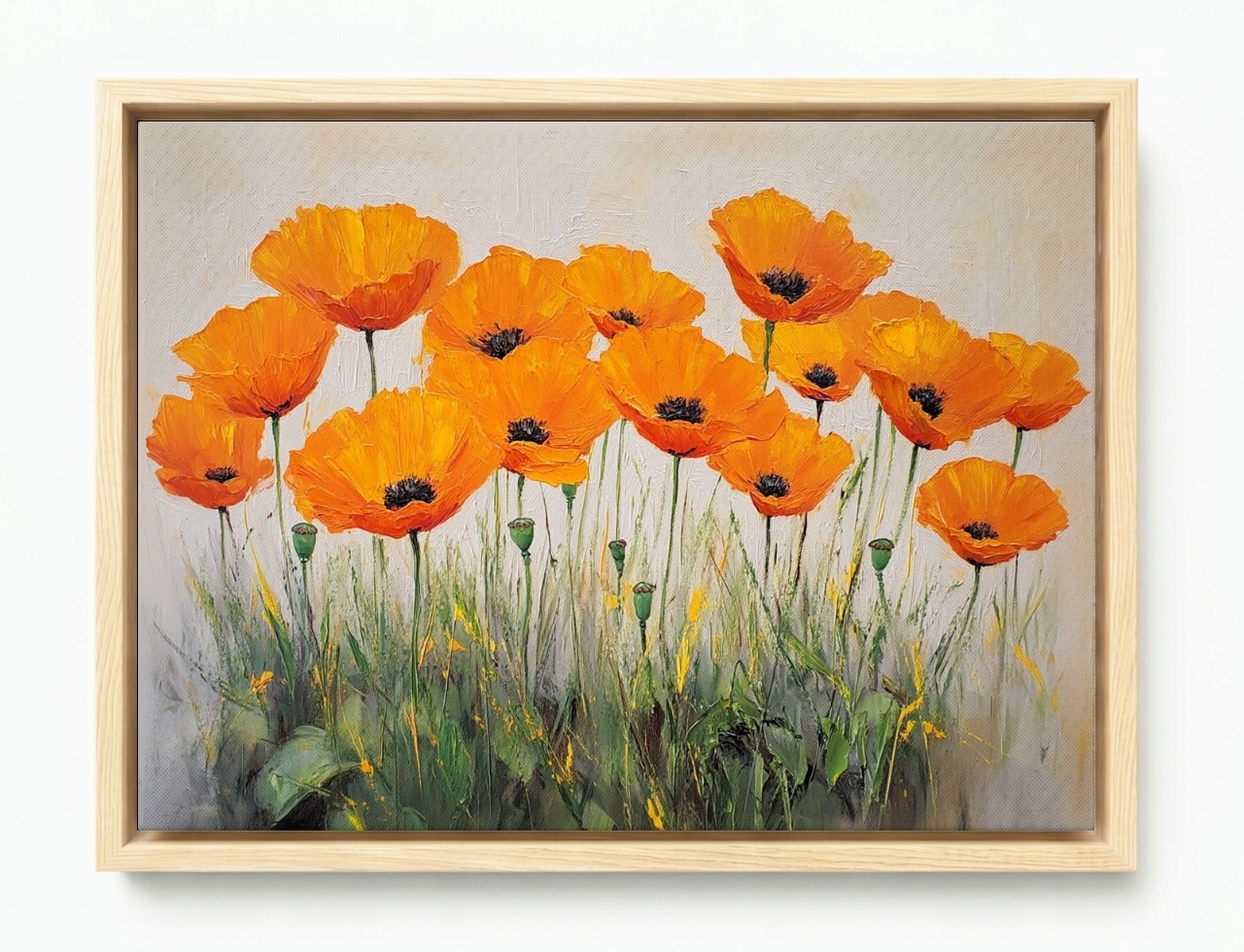 Obraz Rám Americká Krabička Příroda Zahrada Pole Květy Oranžové Máky 100x75