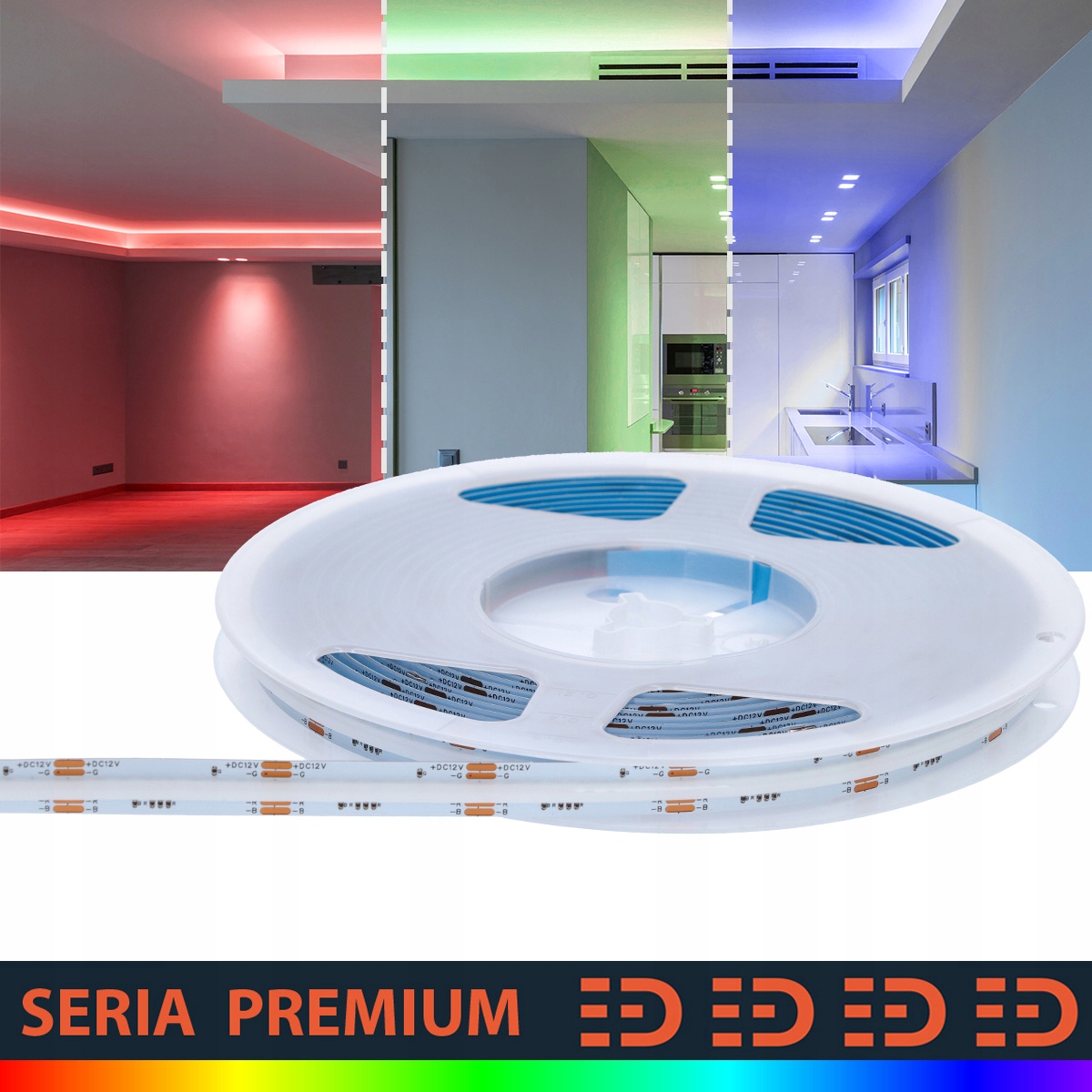 Led pásik viacfarebný|Plný RGB|12V|810 LED/m |COB|5m 3 roky záruka