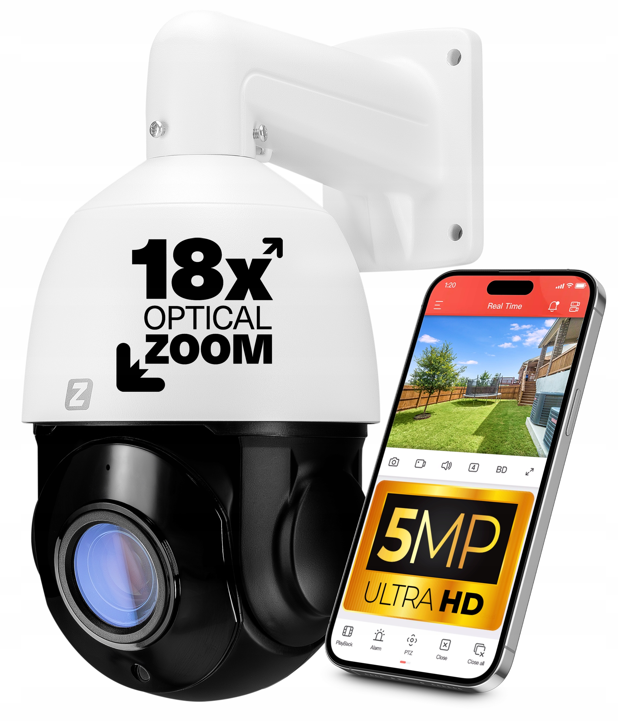 Otočná Ip kamera PoE 5MPx Audio Detekce IP67 80M Ir Zoom Optický x18
