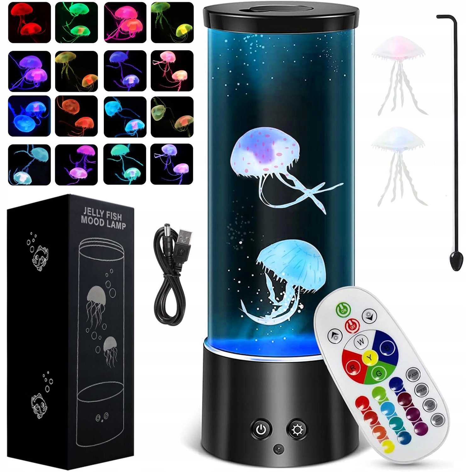 Lávová Lampa S Medúzami A Rybkami Noční Lampa 17 Rgb Časovač Paměťová Funkce