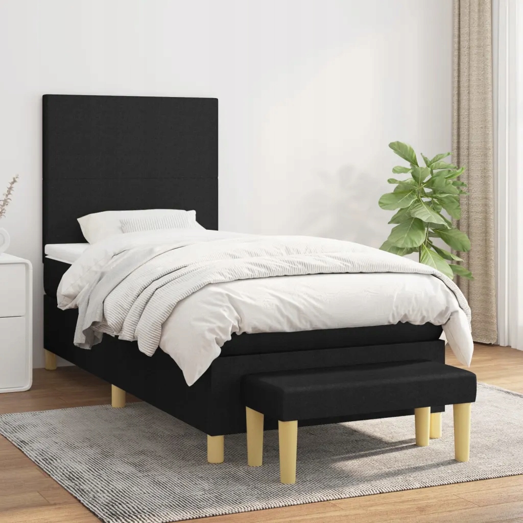 Box spring postel s matrací černá 90x190 cm textil Černý 3136959