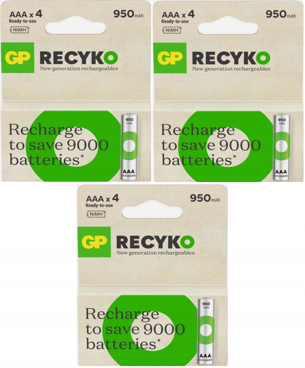 Set Gp akumulátorů ReCyko Aaa 950 mAh NiMH blistr 3x4 12 kusů