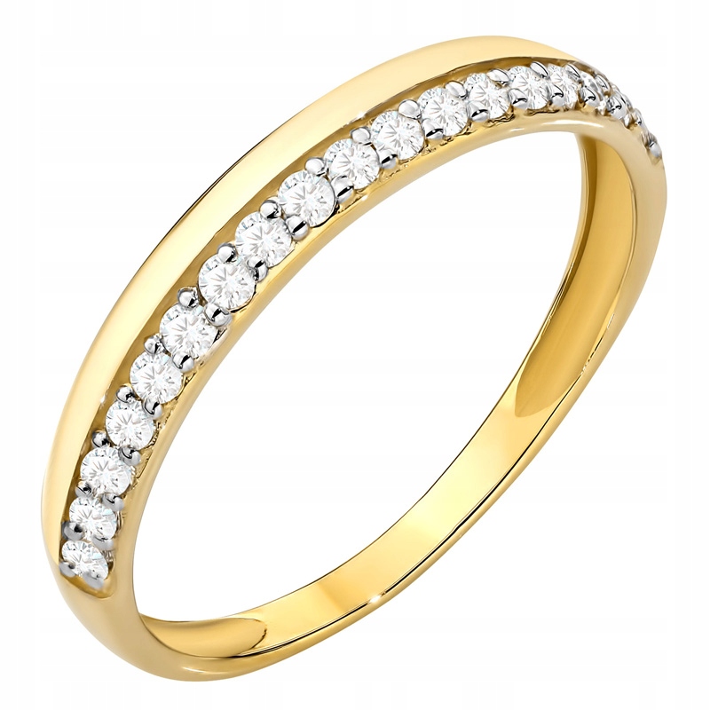 Złoty Pierścionek Obrączka 333 z Cyrkoniami r.19