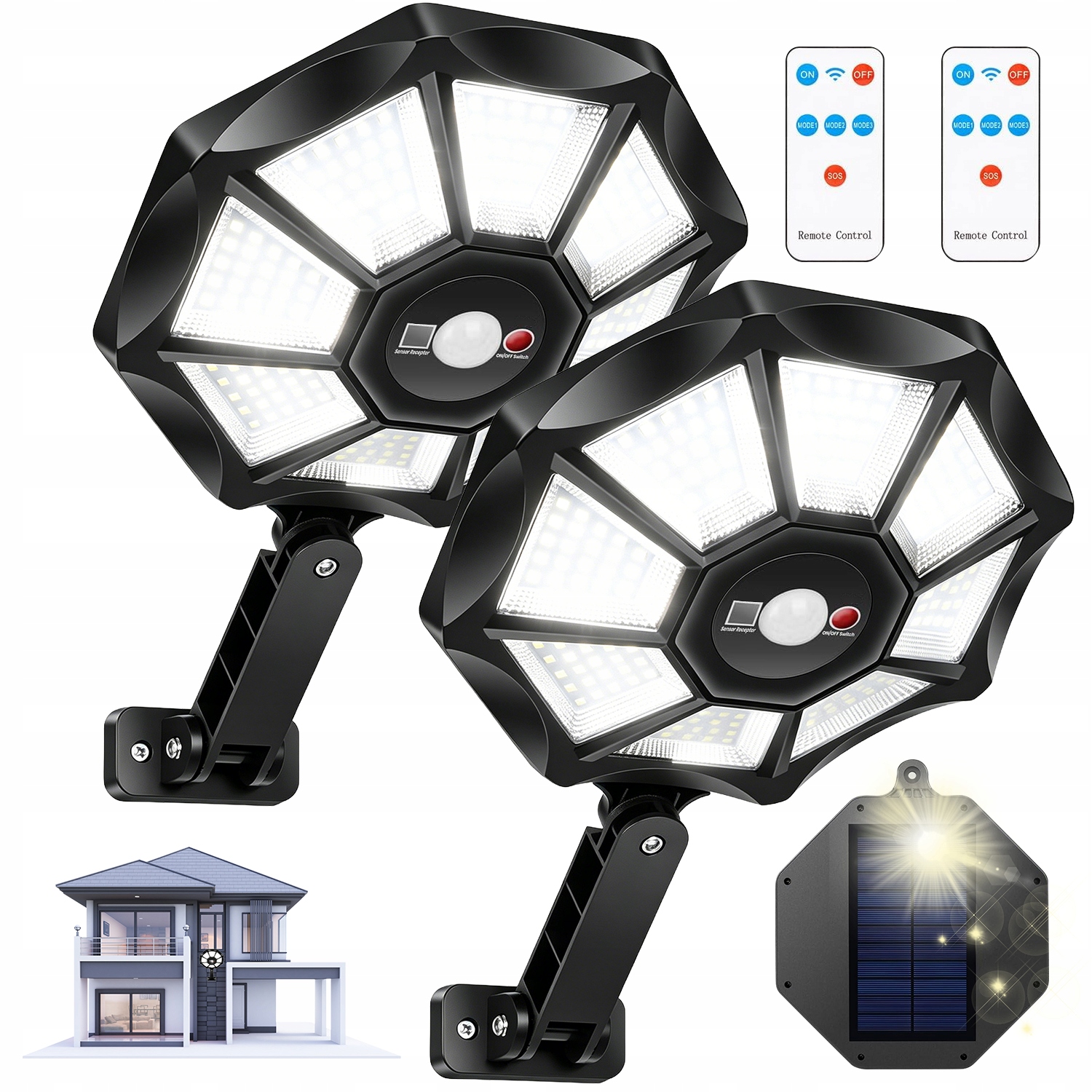 Lampa Solarna Led 2SZT Lampa Solarna Uliczna Wodoodporny Mocny Na Słup