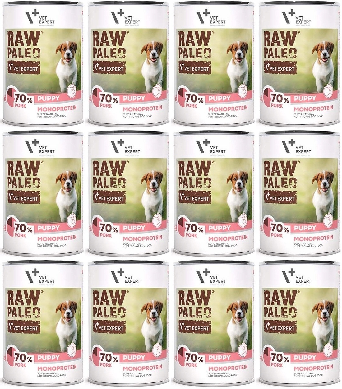 Levně VetExpert Raw Paleo vepřové krmivo pro štěňata 12 x 400 g