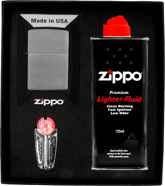Sada Zippo Zapalovač Brushed Chrome Dárkový No1