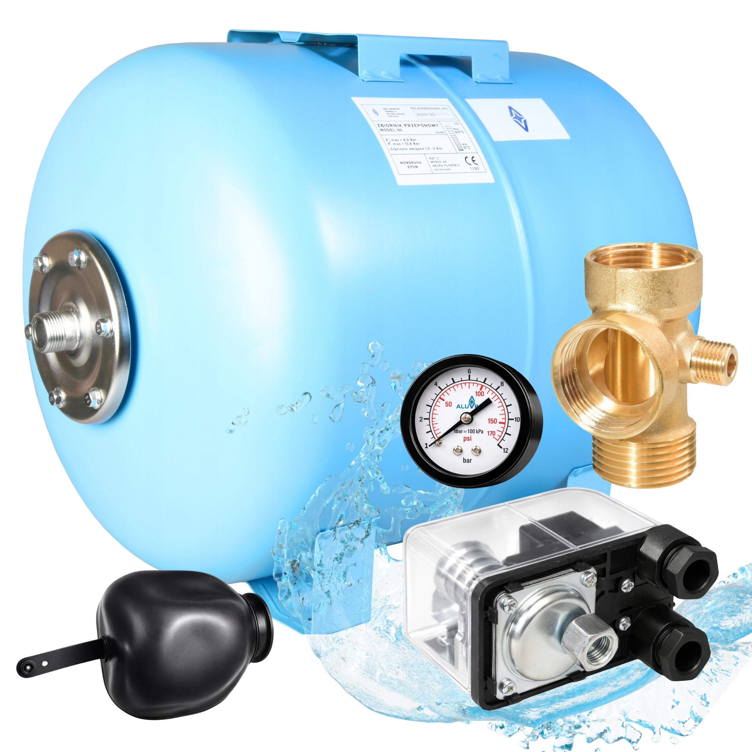 Komplet S Nádržou 80 L Príslušenstvo Manometer Presostat Trvalý Pre Hydrofor