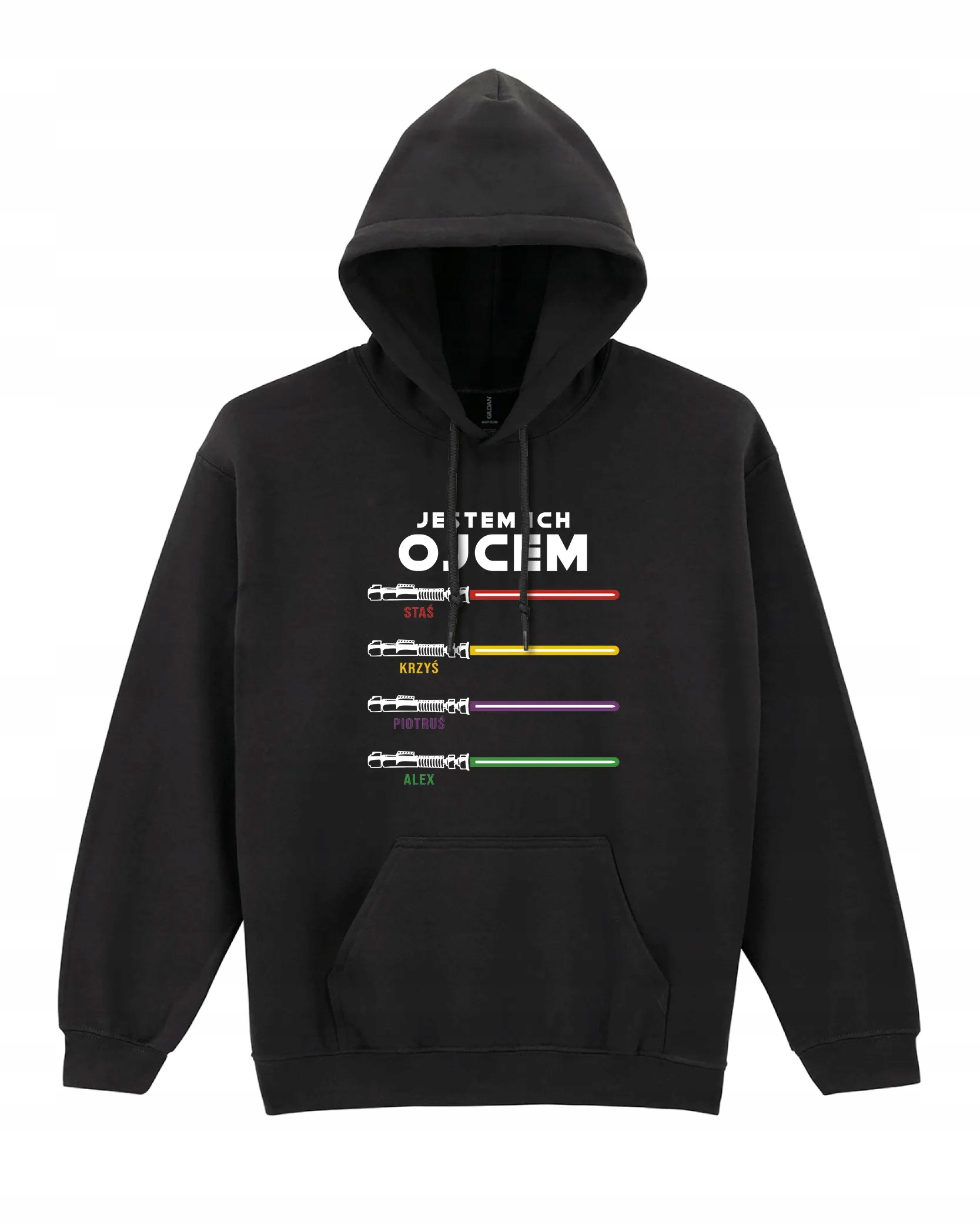 Mikina s kapucí Jsem jejich otec se jmény Černá XL
