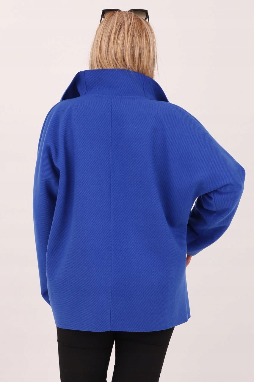 PŁASZCZYK DAMSKI PRZEJŚCIOWY POLSKI PRODUCENT ELEGANCKI DUŻE ROZMIARY Odcień chabrowy