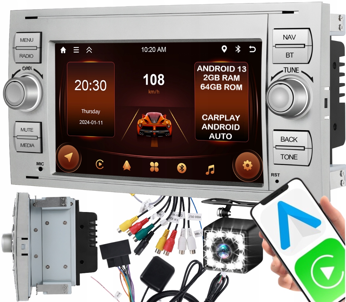 Autorádio pro Ford Kuga S-max C-max Carplay Usb Rds Gps Wifi Android
