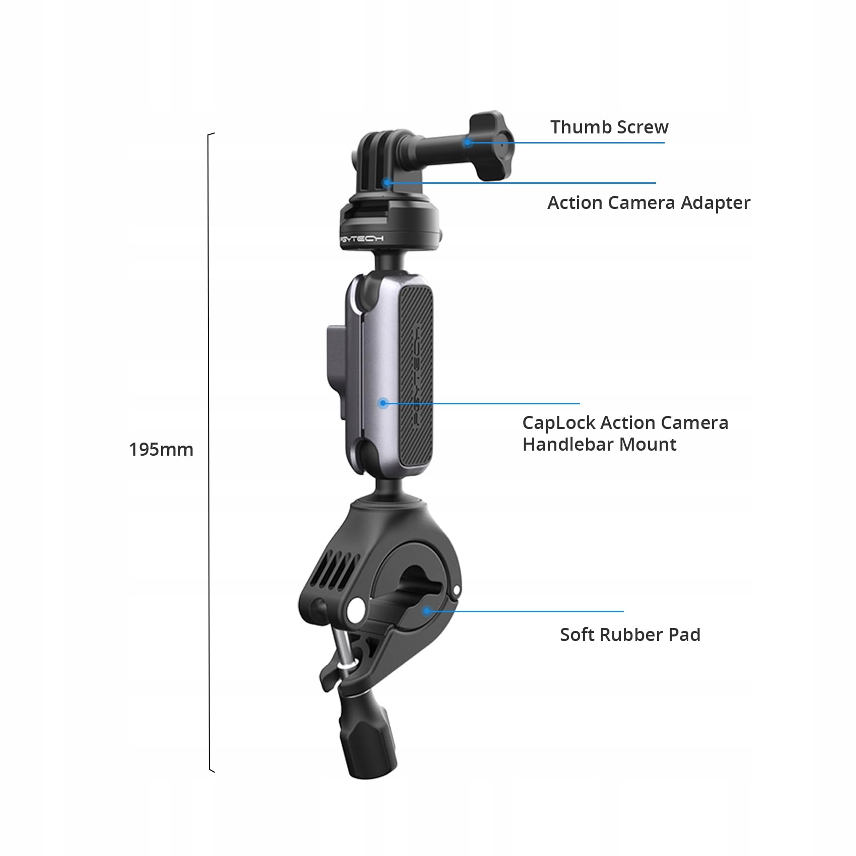 PGYTECH Uchwyt Rowerowy Motocyklowy Do DJI OSMO GoPro Insta360 1/4 Adapter — miniatura 8