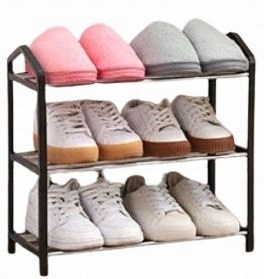 

Stojak na Buty Półka Regał Szafka Czarna 3 poziomy