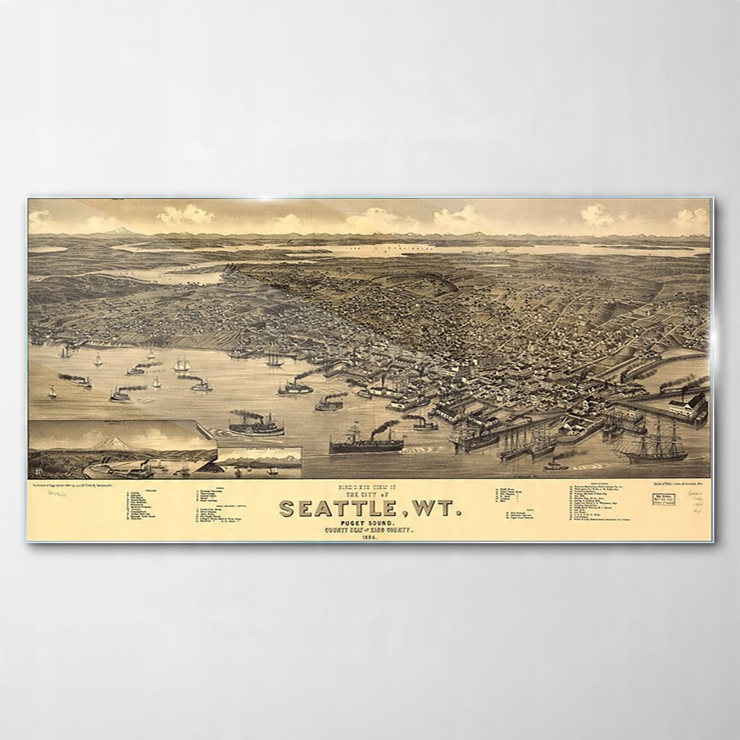 

Hartowany Obraz Szklany Morze mapa Seattle 140x70