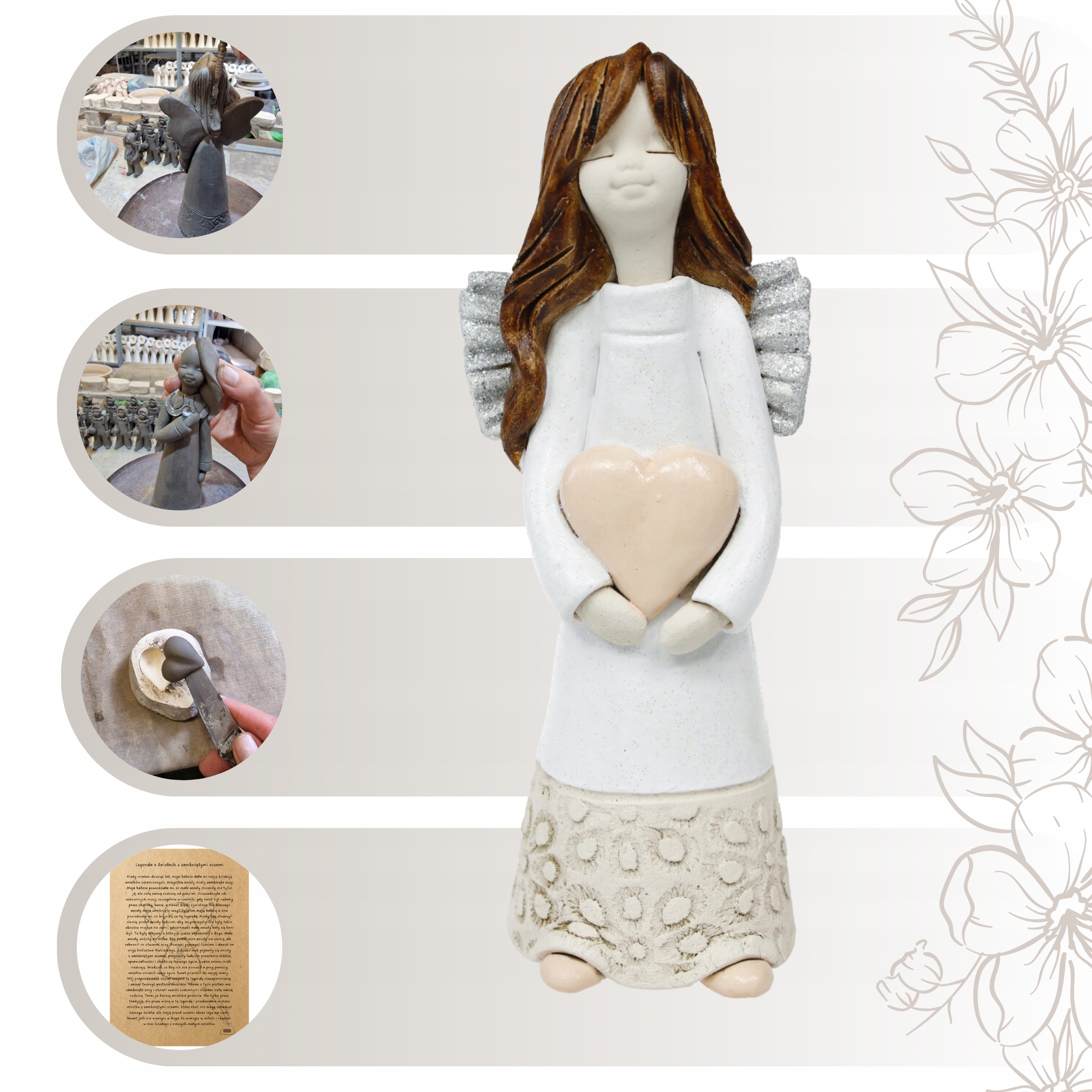 Anioł Stróż Figurka Ceramiczna Prezent Urodziny Wysokość produktu 15 cm