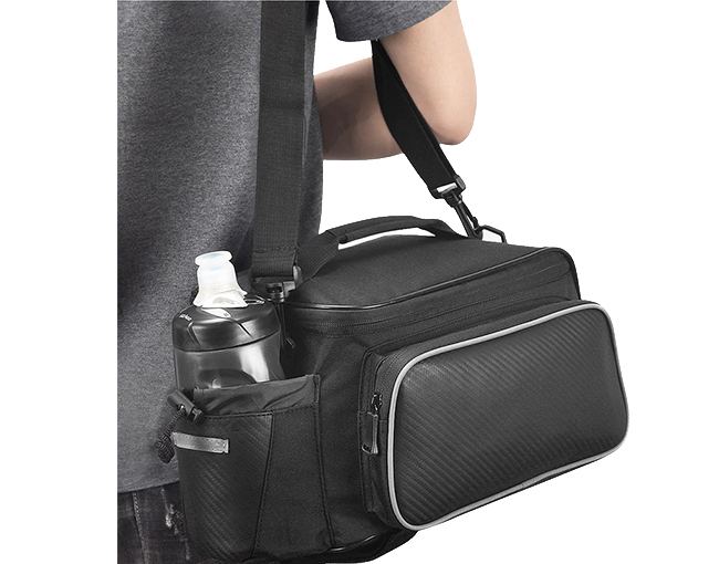 BAGAŻNIK ROWEROWY ALUMINIOWY DO SZTYCY + SAKWA TORBA ROWEROWA NA RAMIĘ 10L Szerokość produktu 12 cm