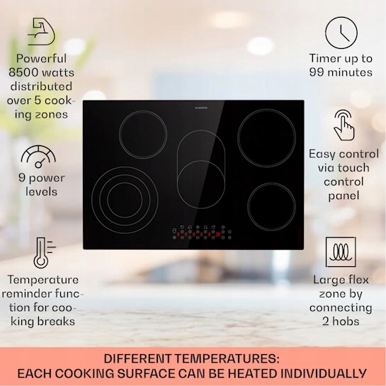PŁYTA CERAMICZNA DO ZABUDOWY 5 STREF 8200W Marka Klarstein