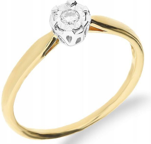 Zlatý prstýnek 585 zásnubní briliant 18, klasický model jako dárek