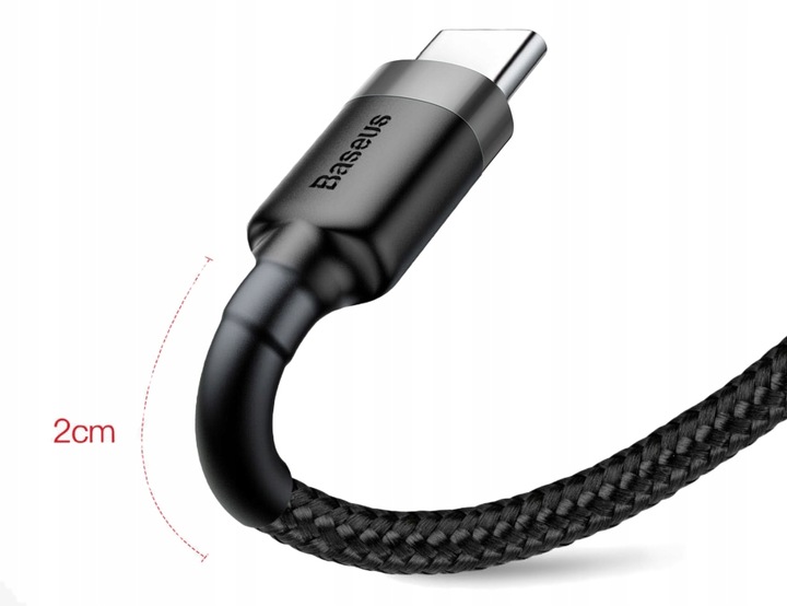 Kabel USB-C Typ-C Długi 2m Szybkie Ładowanie QC 3.0 2A 200cm Baseus Zgodność ze standardem Quick Charge 3.0