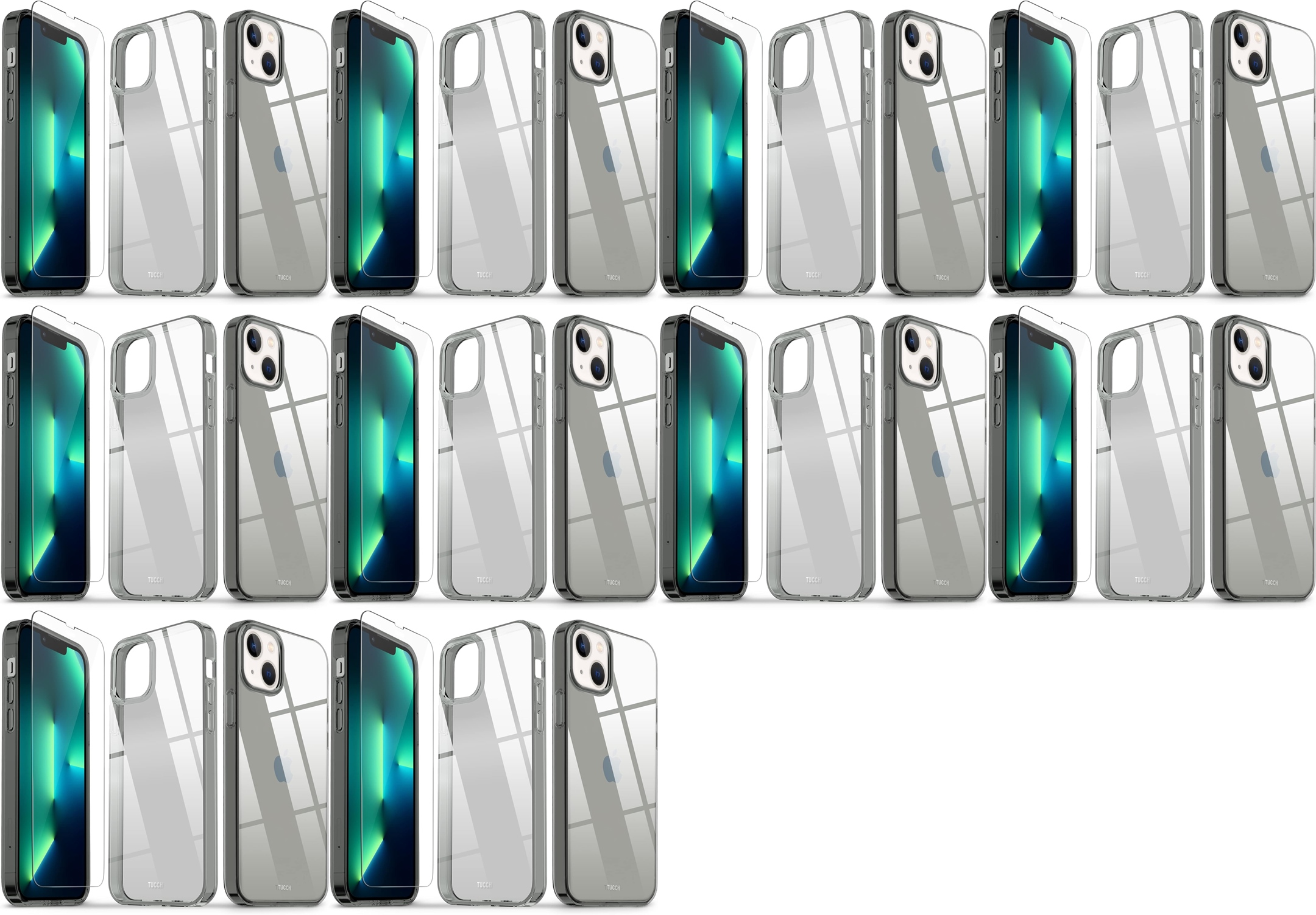 10x Pouzdro Pro Apple Iphone 13/14 6,1" Silikonové Kouřovo-šedé Zadní Kryt Dílo Sklo