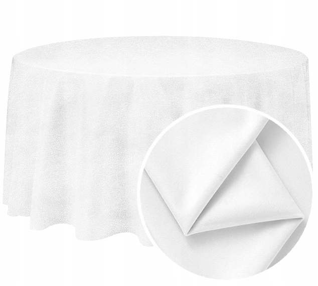 Obrus okrągły, Matowy Welur, 320cm, śnieżna biel