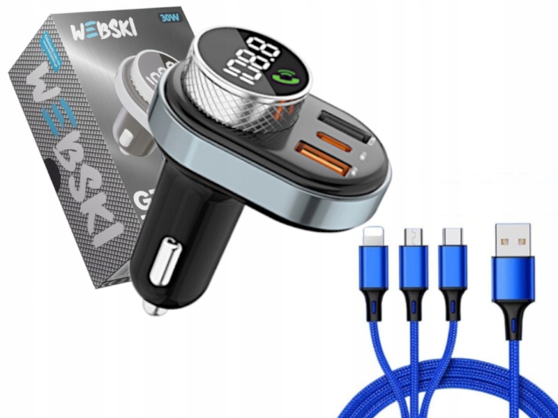 Bluetooth MP3 vysílač Nabíječka Usb-c Kabel 3v1