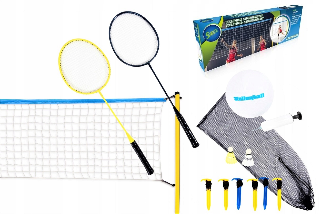 

Zestaw Do Siatkówki Badminton Piłka Siatka Rakiety