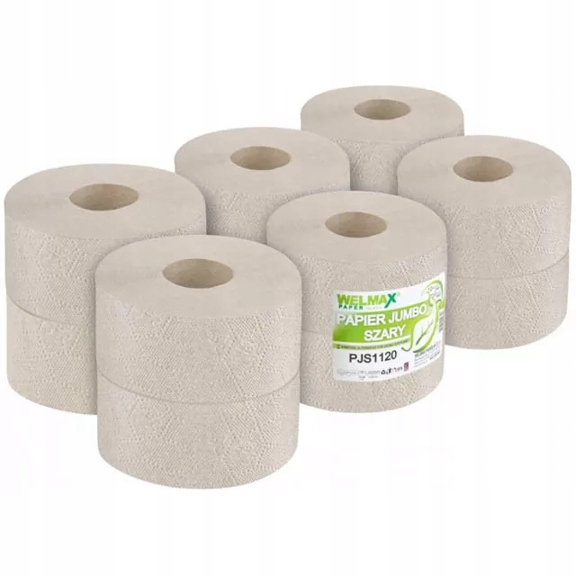 

Papier toaletowy Jumbo szary 120m, 1-wy 12 Rolek