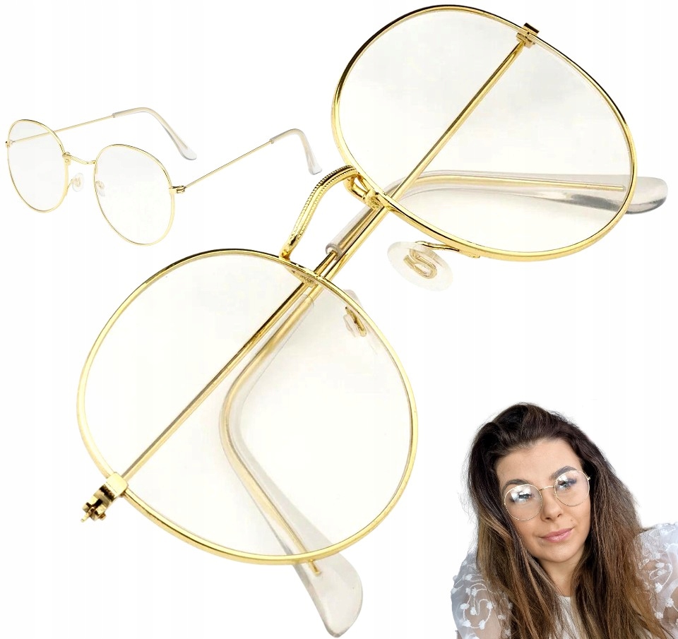 

Okulary zerówki owalne pilotki oversize druciaki