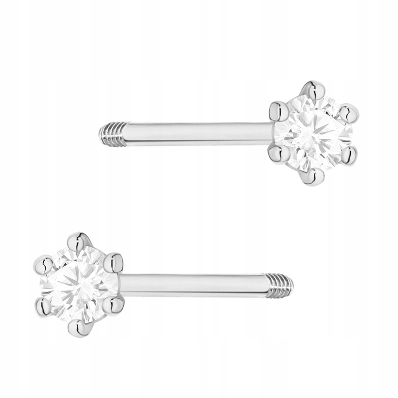 Klasické Zlaté Náušnice pr. 585 s brilianty 0,08 ct Šroubovací tyčinka 14k