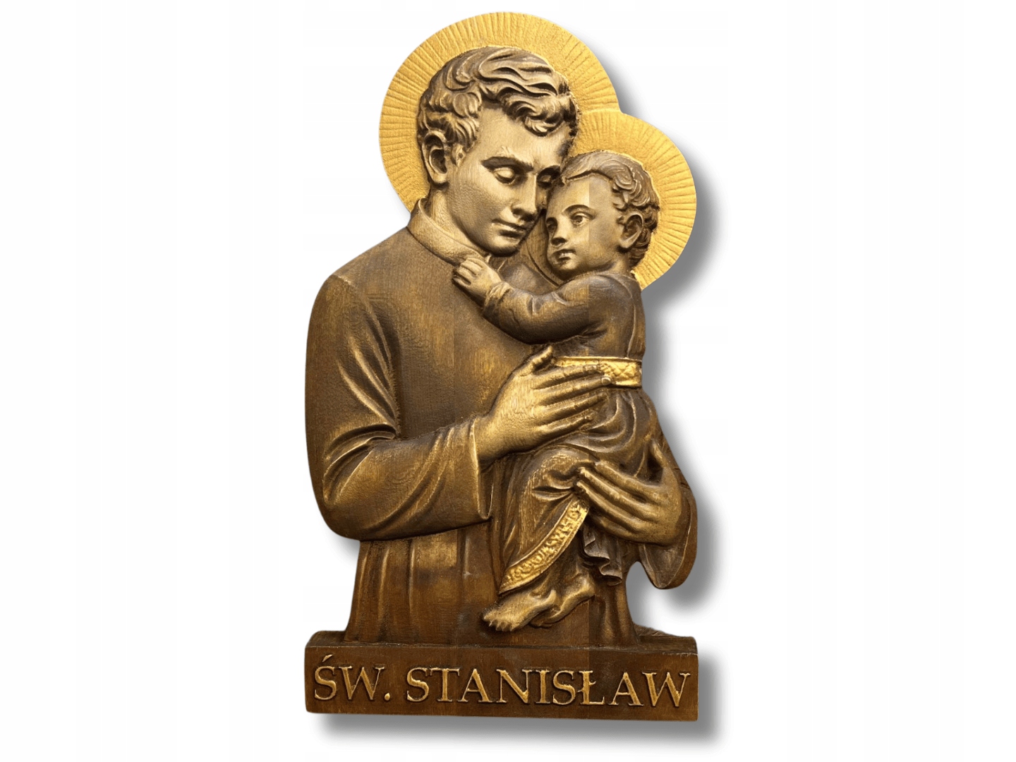 Drevená reliéfna ozdoba svätého Stanislava, výnimočný darček, dekorácia 50