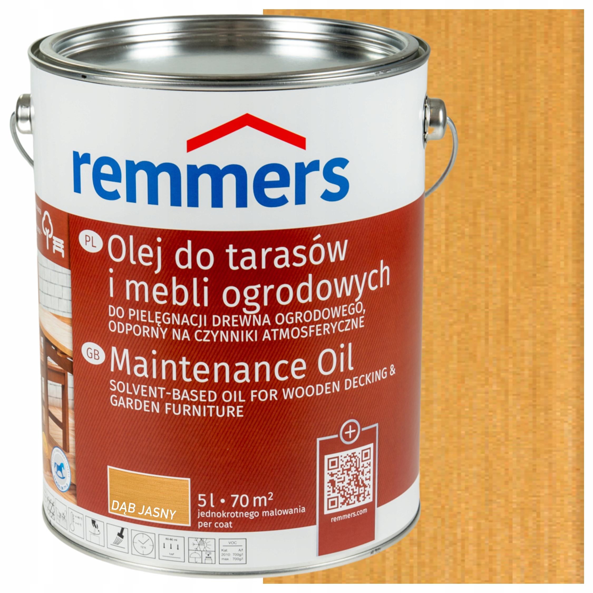 Olej do tarasów Remmers dąb jasny 5L do deski tarasowej i mebli ogrodowych
