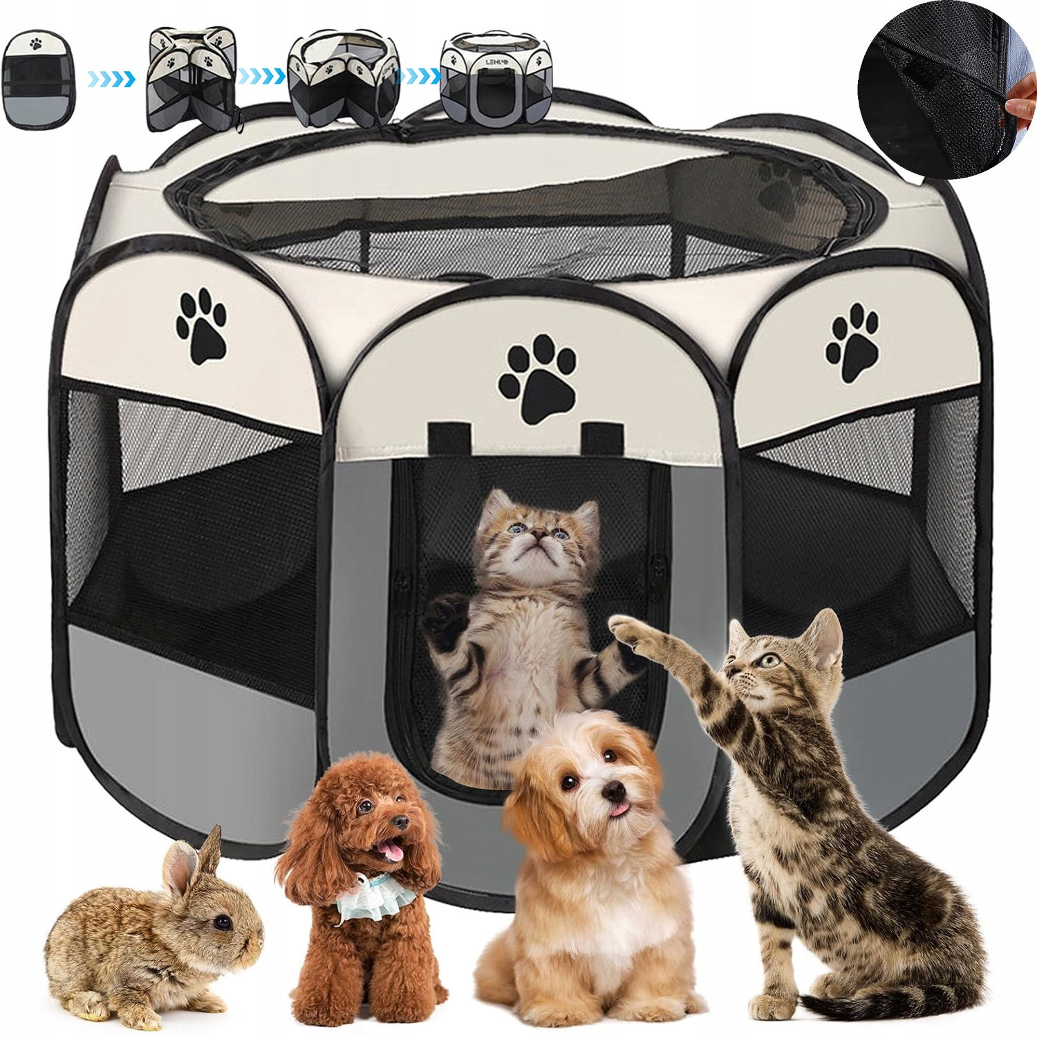 Levně Kotec Velká Přenosná Skládací Pro Psa Kočku Zvířat Pelíšek Voděodolný