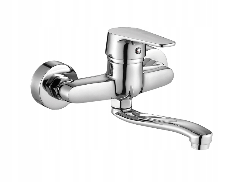 Bateria Umywalkowa Ścienna Luga BQL-050D Chrom Do Łazienki Metal Wylewka